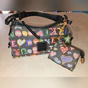 Dooney & Bourke Crayon Design Rainbow Zipper Handbag & Wallet Y2K Set